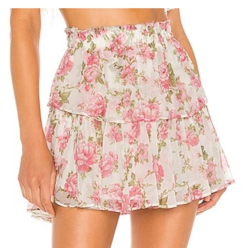 LoveShackFancy Ruffle Mini Skirt Blushing Rose